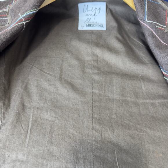 Moschino Cheap and Chic Women’s Blazer Size 6 Linen Stitched Plaid Vintage Boho - Picture 8 of 16